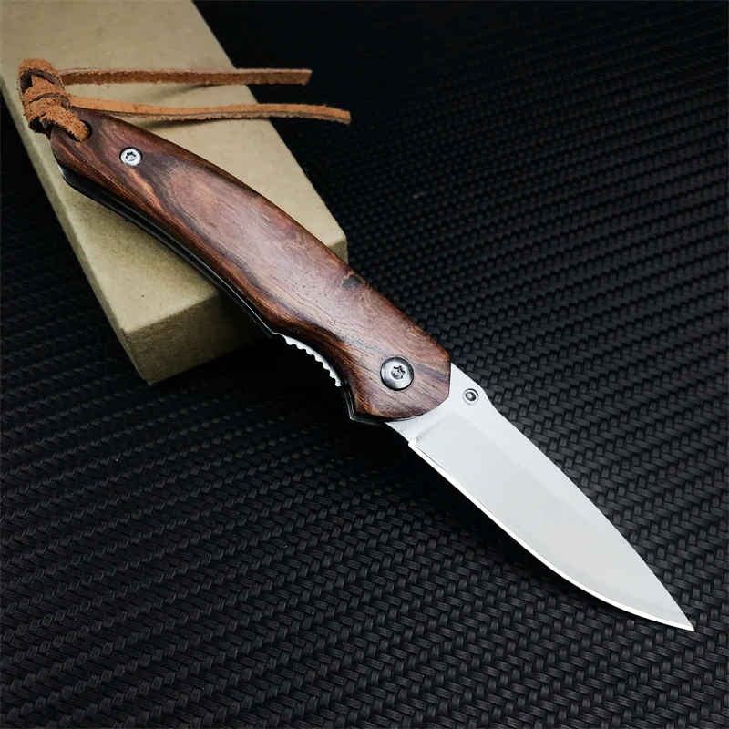 

Browning D2 Red Bird Portable Survival Mountaineering Camping Portable Knife Fishing Red Sandalwood Handle EDC Fruit Knife
