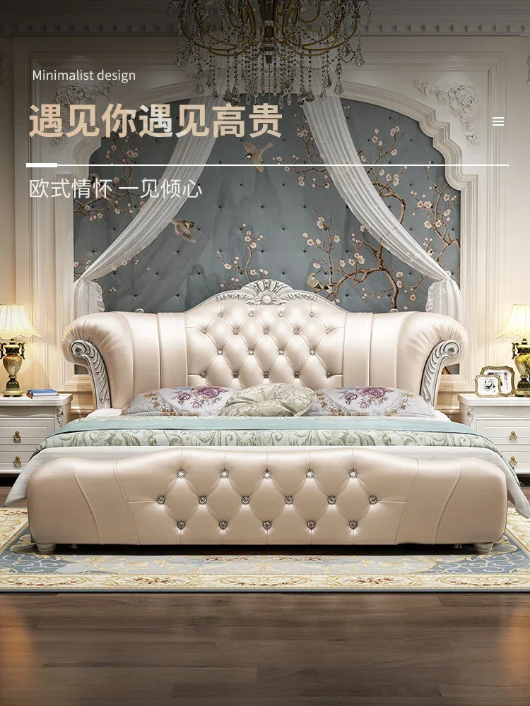 European-style leathermaster bedroom, big uxurious double French wedding bed, princess bed