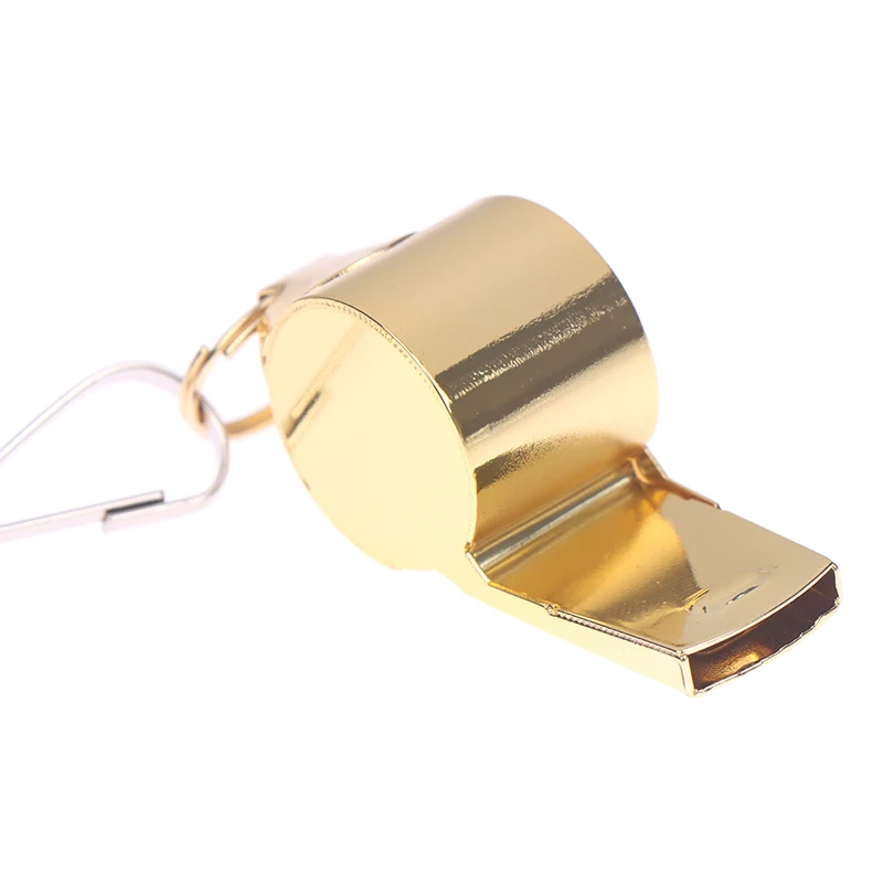 Gold Stainless Steel Rope Whistle Hanging Neck Outdoor Lifesaving Whistle