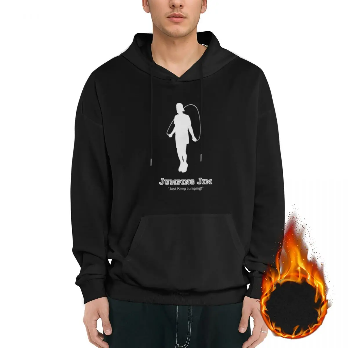 Jumping_Jim_White_Logo Hoodie Fashion Men's New Leisure Street Clothing