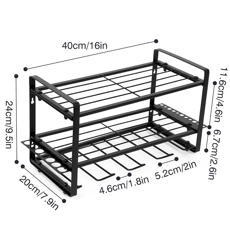 Power Tool Rack Organizer Heavy Duty Drill Holder Wall Mount 3 Layers