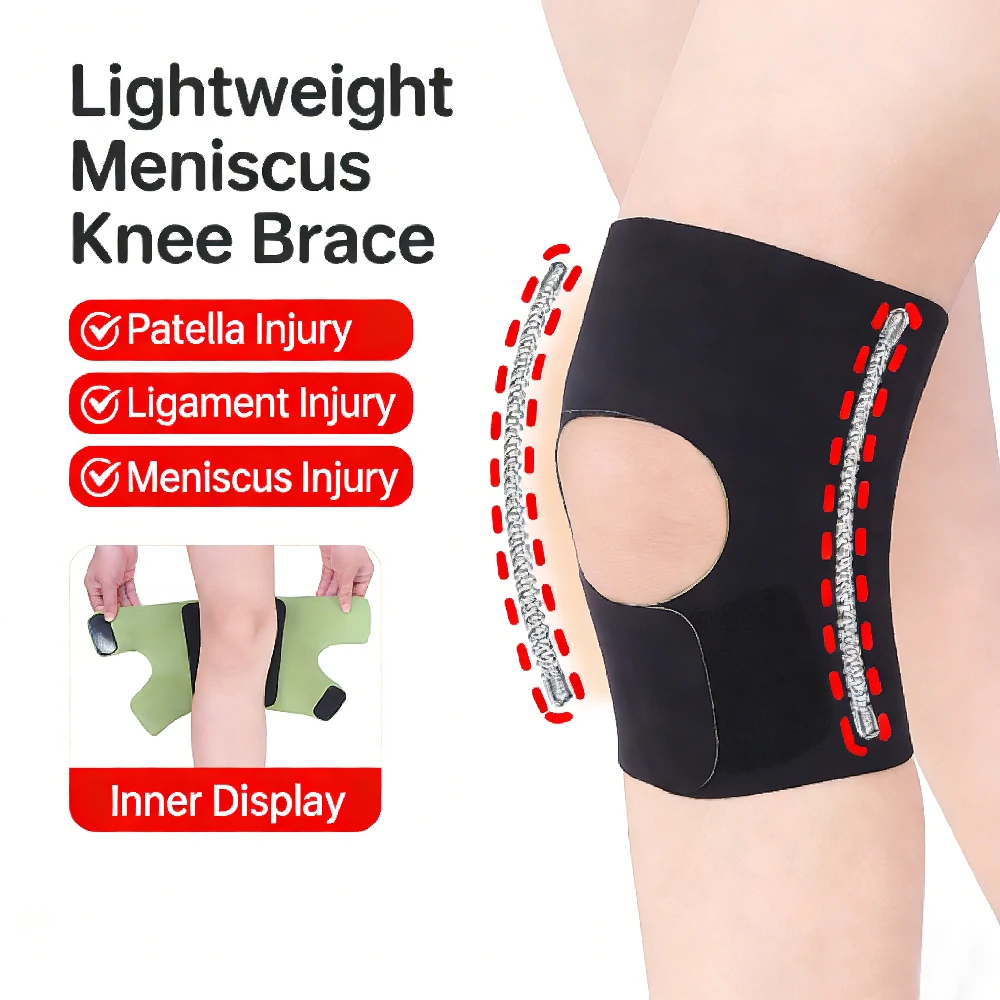 1PCS Open Patella Knee Brace – Side Stabilizers, Adjustable Compression for Arthritis – Hiking Running Daily Use Men Women