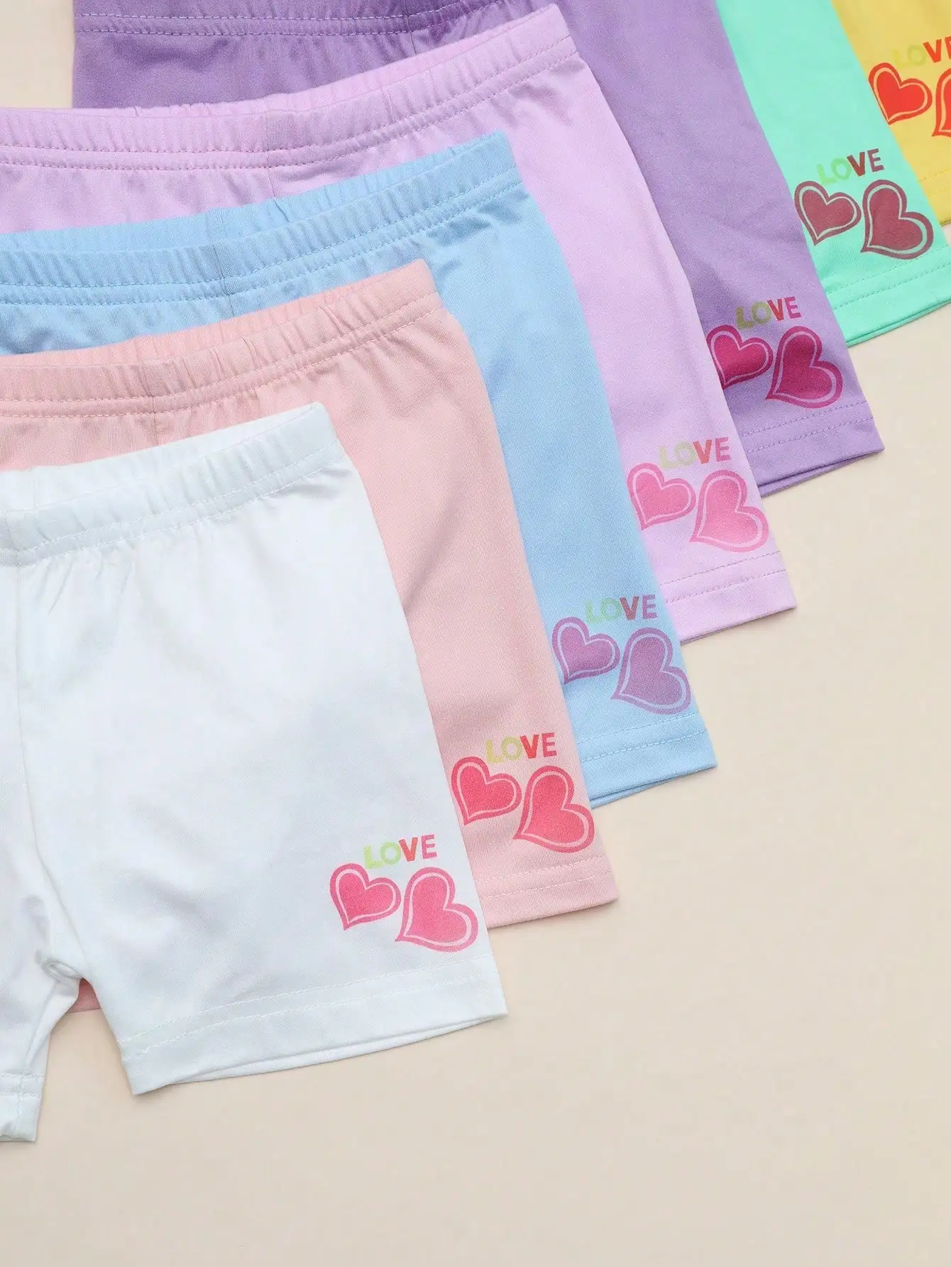 Hot Sale 7PCS Comfortable Toddler Girls Biker Shorts Breathable Casual Pants Polyester Spandex Kids Under Shorts for 2-11 Old