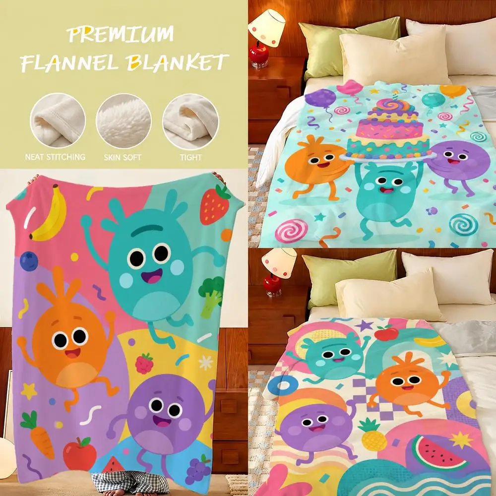 Anime Bumble Nums Throw Plush Flannel Throw Blanket, Sofa Bed Travel Picnic Home Textile Decor