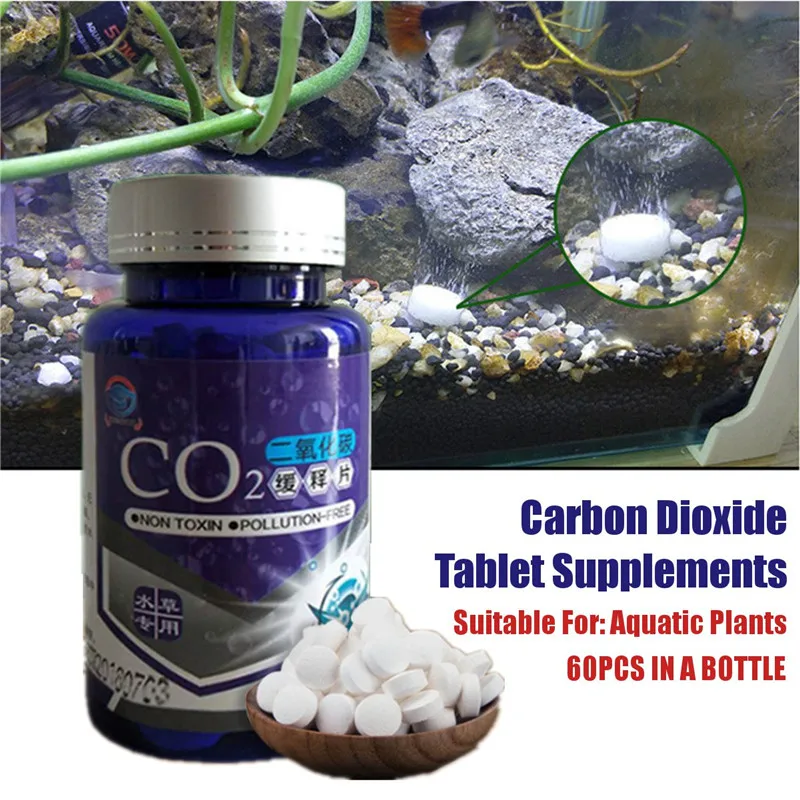 60pcs CO2 Tablet Water Grass Aquarium Plants Aquatic Leaf Float Grass CO2 Carbon Dioxide Slice Diffuser Producer For Fish Tank