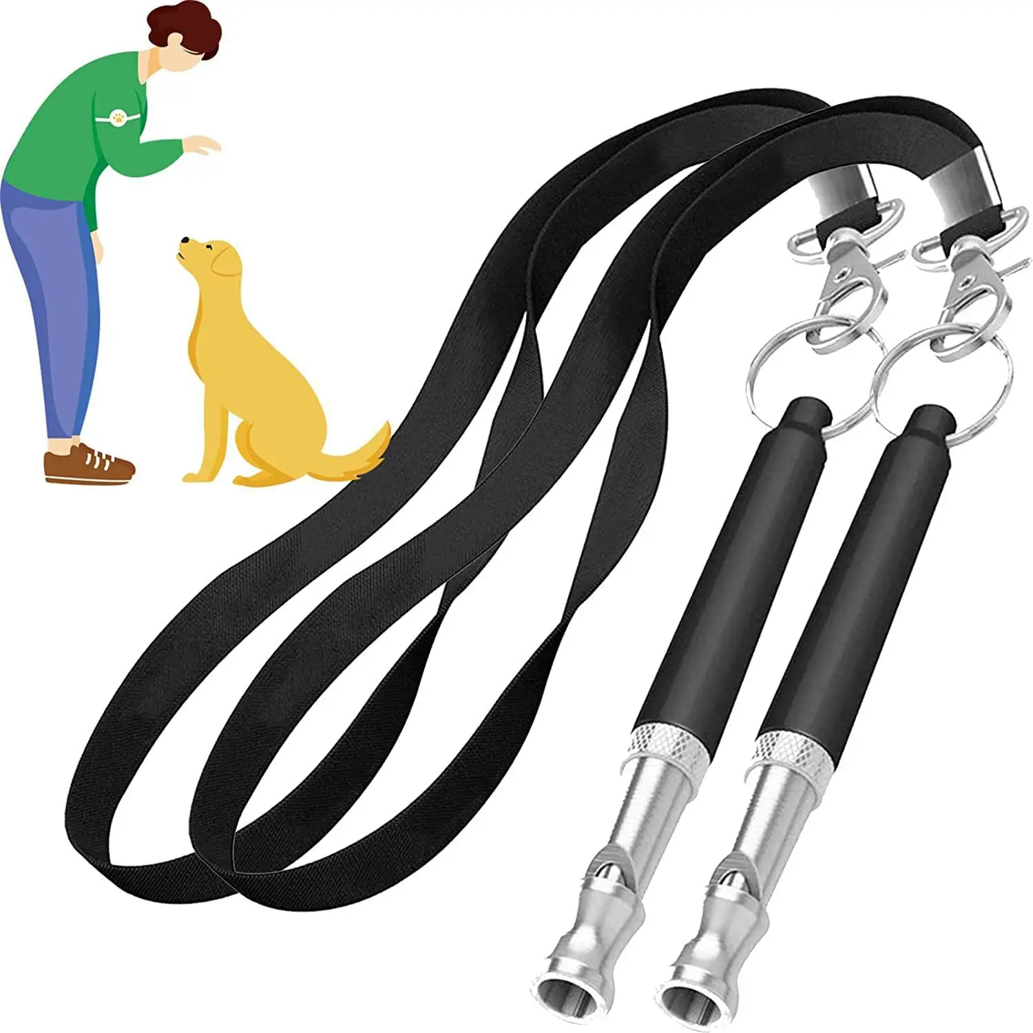 8.2cmBlack Adjustable Ultrasonic Dog Training Whistle Professional Silent Dog Whistle for Recall Stop Barking Obedience Training - view 2