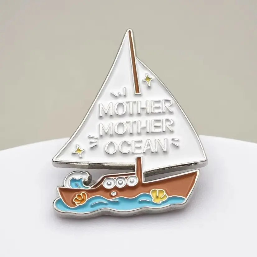 Jimmy Buffett Brooch Pin Mother Ocean Sailboat Metal Badge A Pirate Looks at Forty Enamel Pins for Clothes Backpack Fans Gift