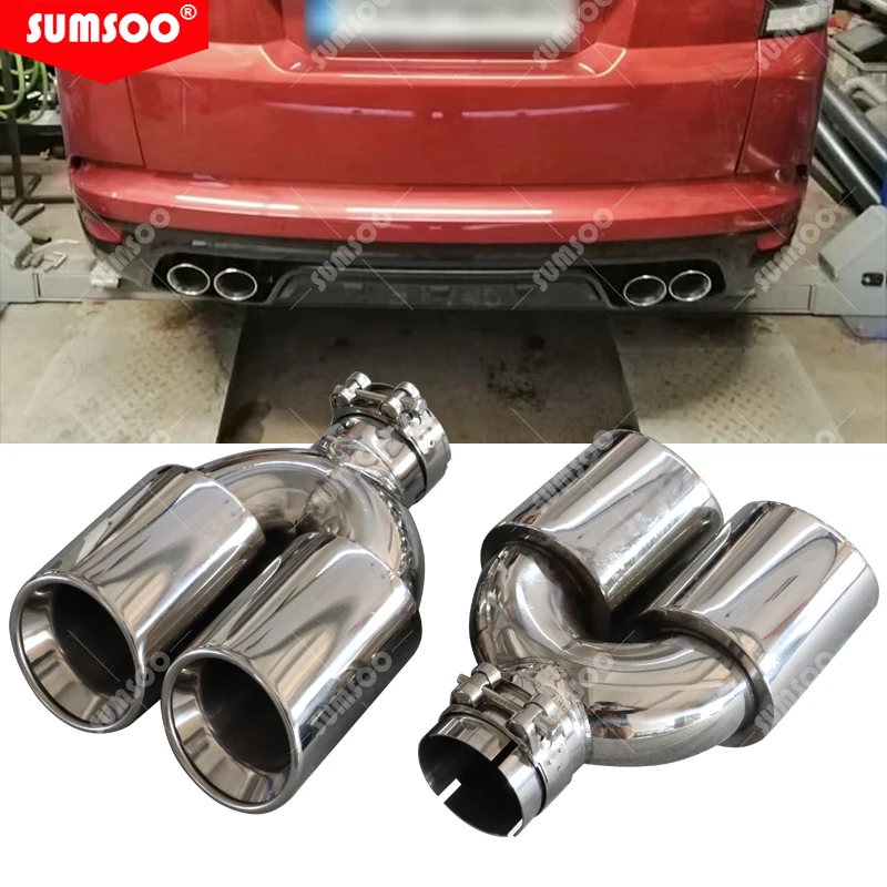 1PCS NEW Setrs Dual Car Accessories Modification Stainless Universal Automobile Exhaust Pipe Double Muffler Tip For Toyota Honda