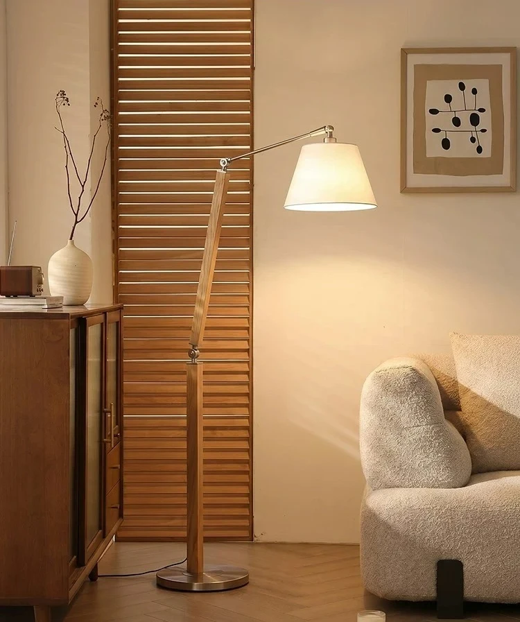 Factory Direct 2026 Millennium rocker arm solid wood parchment floor lamp medieval living room sofa bedroom study retro reading