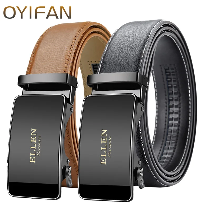 OYIFAN 2 Pcs Set Leather Belt Men's Business Casual Belt Fashion Designer Belt Jeans & Suit Pants Belt for Men