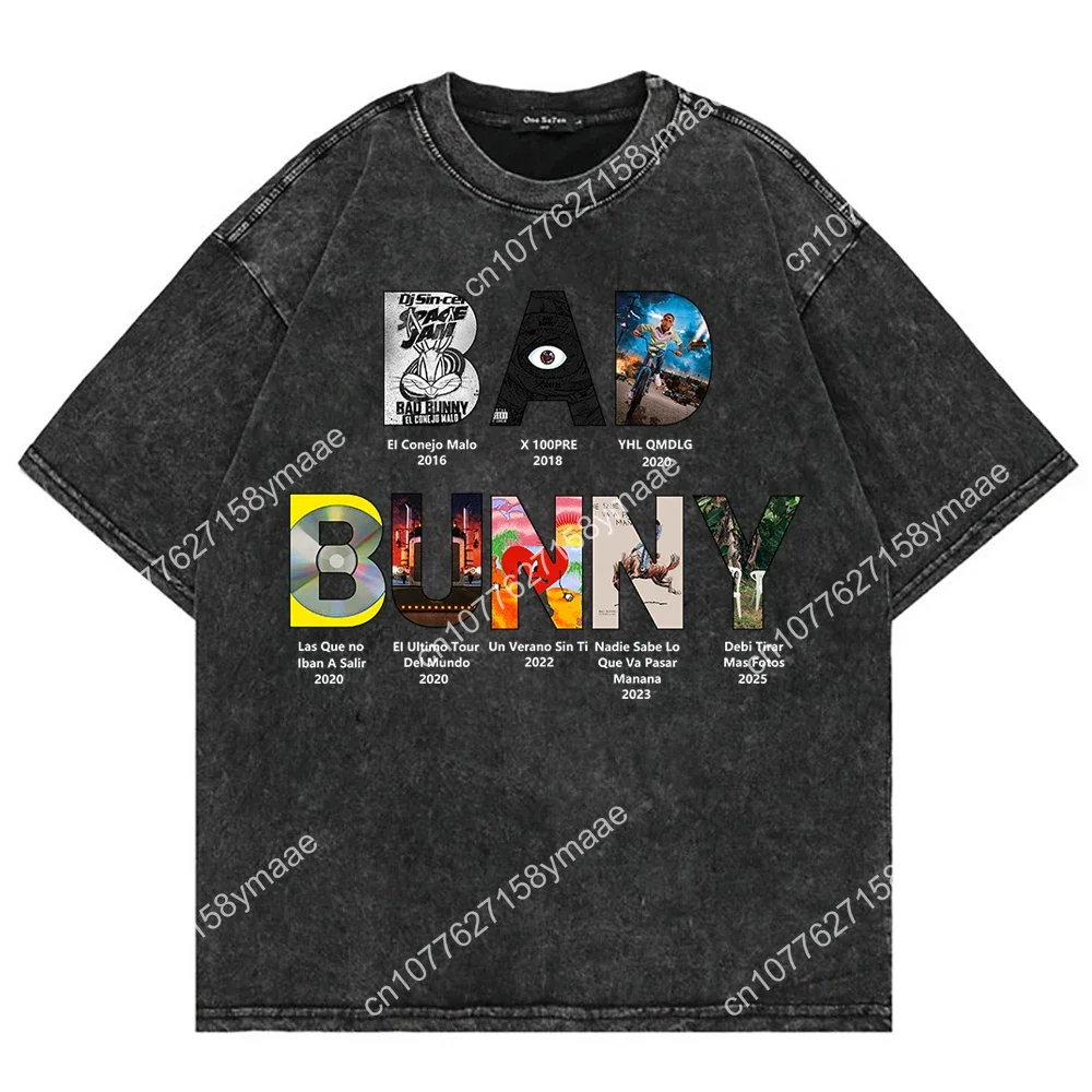 Bad Bunny Debí Tirar Más Fotos World Tour 2025 2026 T Shirt Men DTMF Funny Frog Oversize 100% Cotton Apricot Vintage Washed Tees