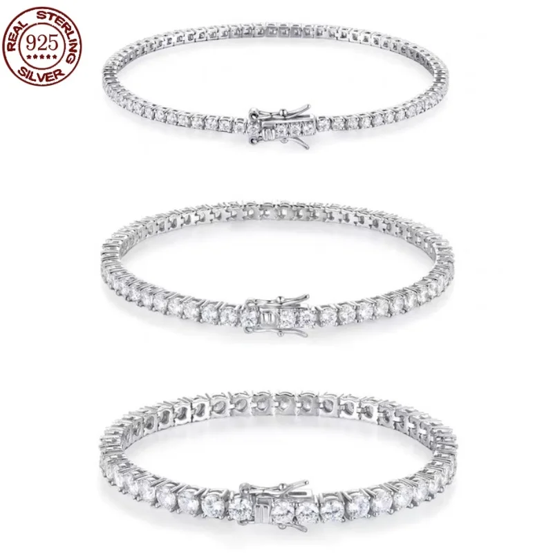 Factory Price D VVS1 Moissanite Tennis Bracelet Full Diamond GRA 925 Silver Plated 18k Fashion Personality Exquisite Jewelry