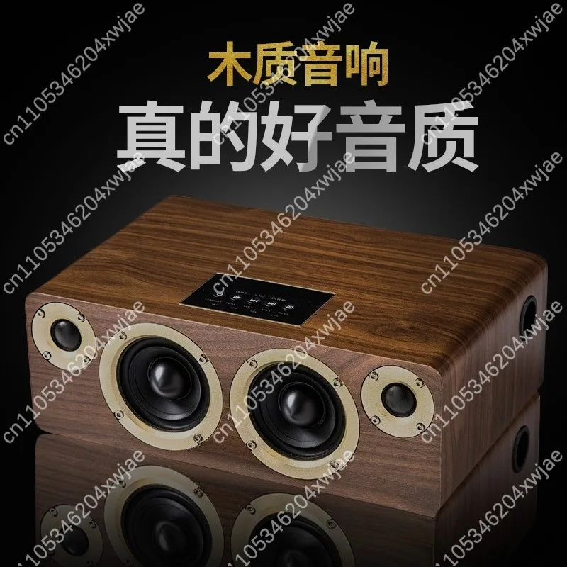 Wooden Desktop Bluetooth Speaker Wireless HiFi Stereo Sound System for Computer Home Office