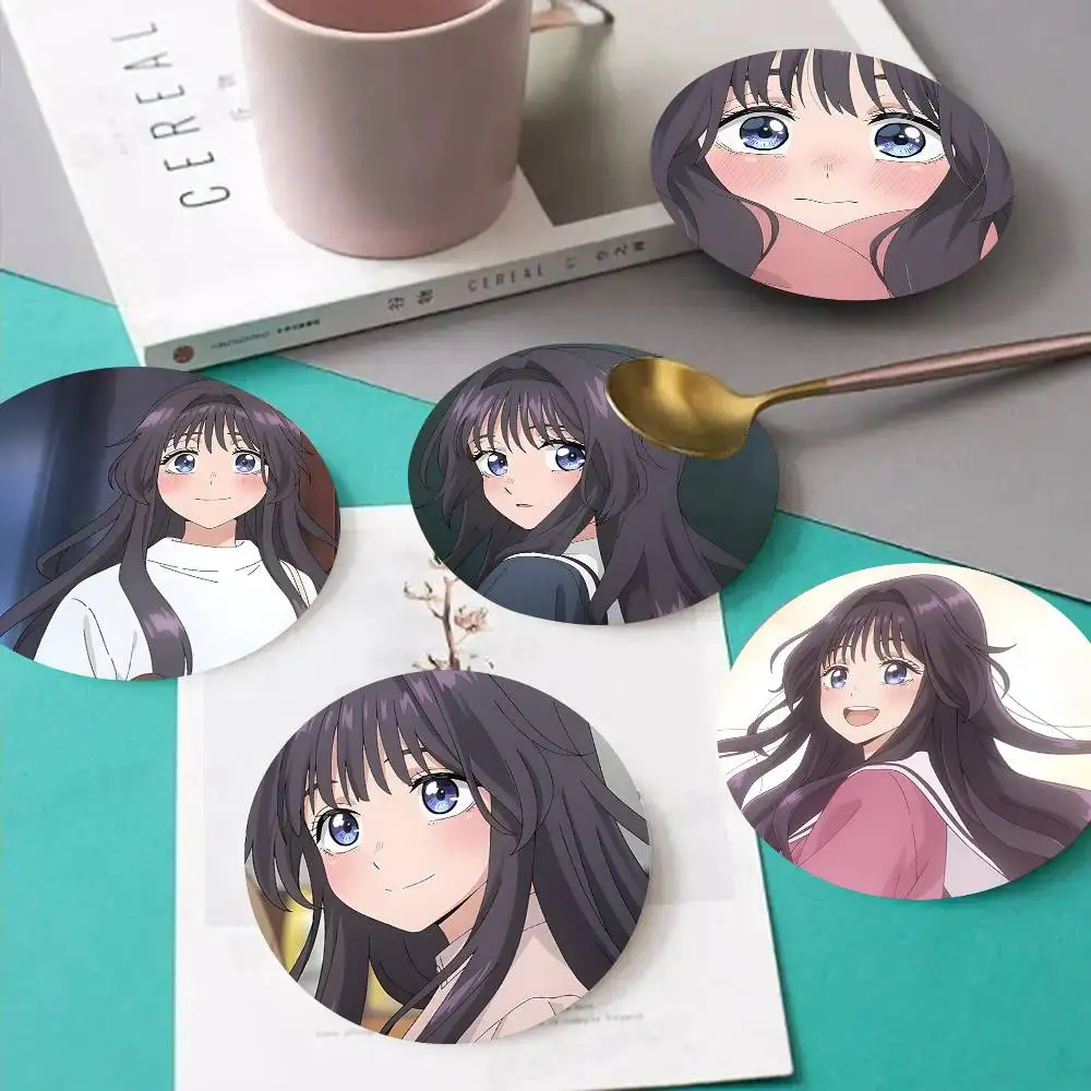 1pc Kaoruko Waguri Anime characters Wooden Coaster Colour Printing Cup Mat Home Desk Decoration Gifts