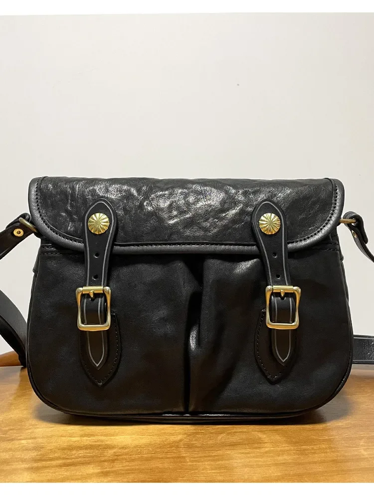 

Italian horse leather genuine leather men's handmade heavy retro messenger bag
