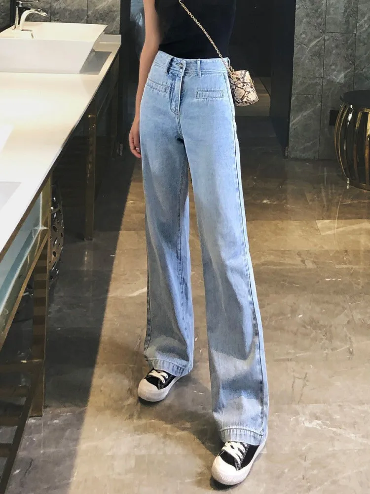 Jeans alla moda 2023 primavera e autunno nuova edizione coreana Hyuna pantaloni larghi larghi dritti con una sensazione di drappeggio