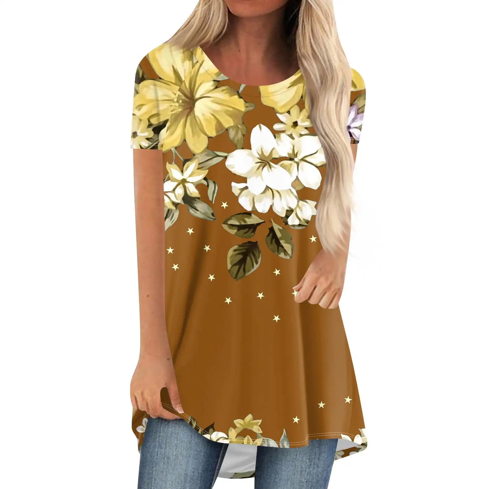 New Flower Floral 3D Print T-Shirts Women O-Neck Short Sleeve T Shirt Streetwear Oversized Tunic Y2K Tops Tees Odzież damska