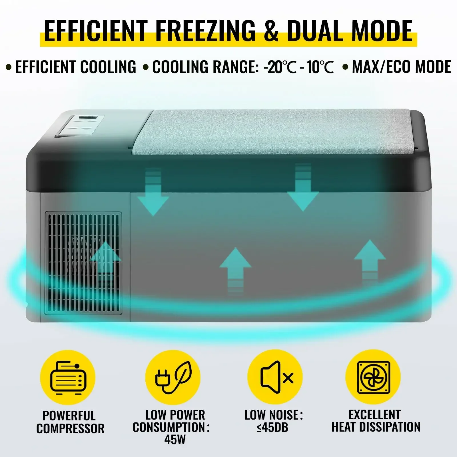 VEVOR Portable Car Freezer 15L Car Refrigerator 12v/24v Refrigerator Compressor Cooler for Traveling Camping Outdoor Activities