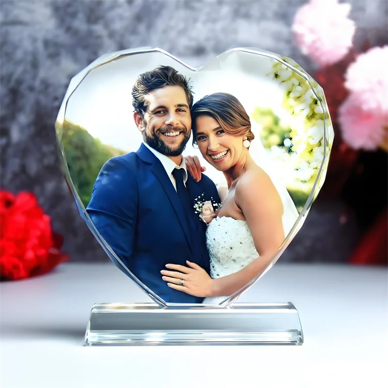 Personalized Crystal Photo Customized Crystal Picture Frame Gifts for Women Custom Wedding Gifts for Couple Memorial Gift