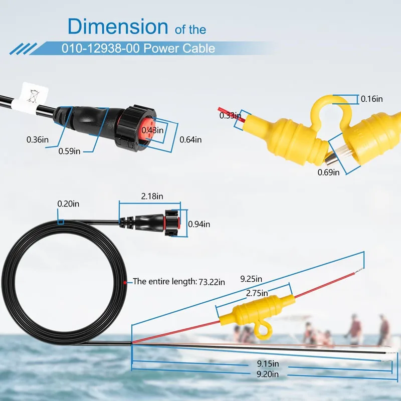 Kabel Daya perahu 010-12938-00, untuk Garmin EchoMAP Ultra 2 102sv hingga 126SV, 10 "& 12" chartplode/Sounder Kombo (4-Pin)