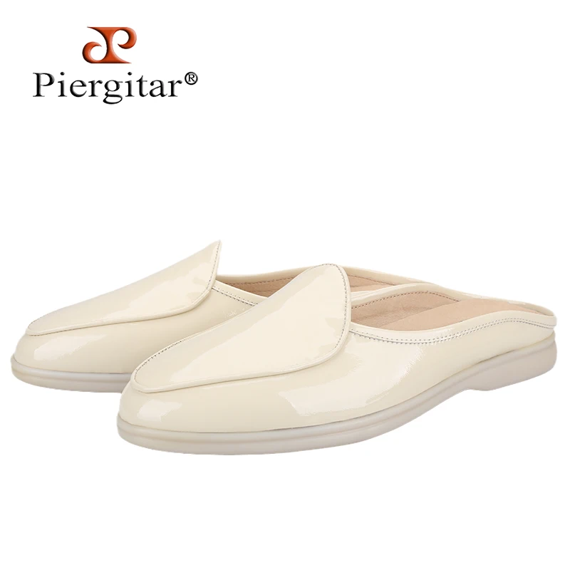 

Мюли Piergitar мужские из лакированной кожи, Летние мокасины ручной работы в британском стиле, туфли-Лоферы для прогулок, белые натуральные подошвы, бежевого цвета