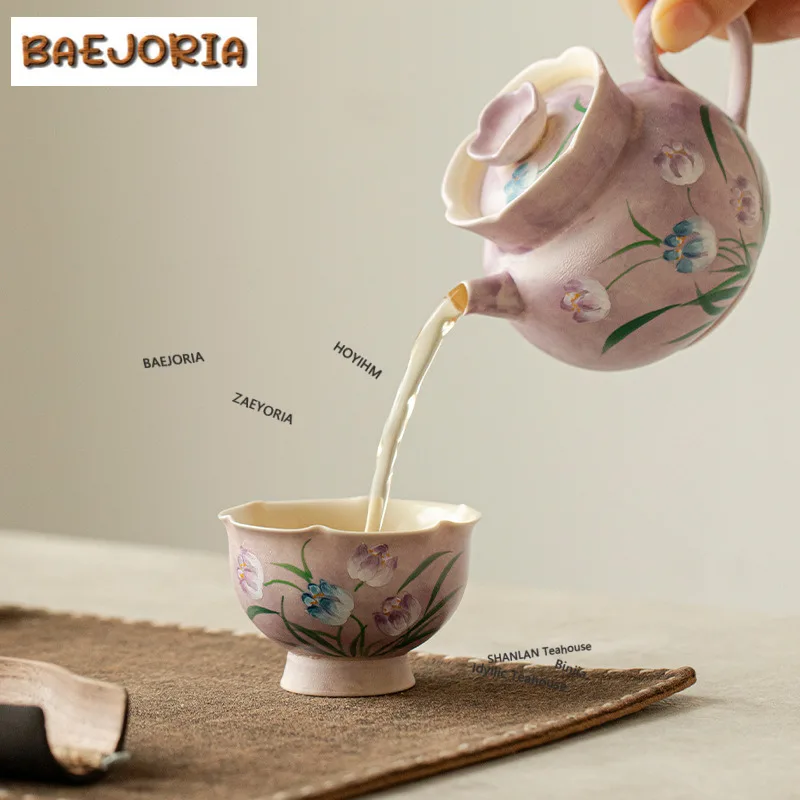 Hand-painted Tulip Teacup Vintage Tea Bowl Sample Tea Cup Tea-tasting Personal Cup Jianzhan Master Cups Household Tea Services