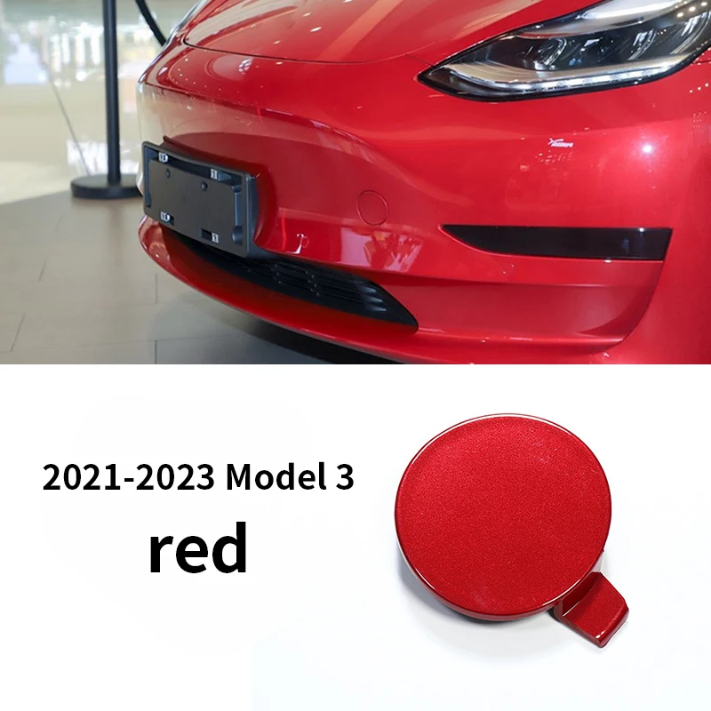For Model 3 Tesla Auto Car Front Bumper Tow Hook Eye Cover Trim Trailer Cap Plug Automobiles Parts red Front trailer cover