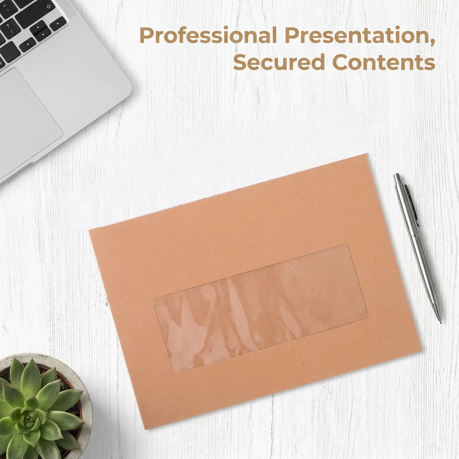 30Pcs Brown Kraft Paper Envelope Bags Clear Full Window Document Folder Organizer for Mailing Invoices File Storage Business
