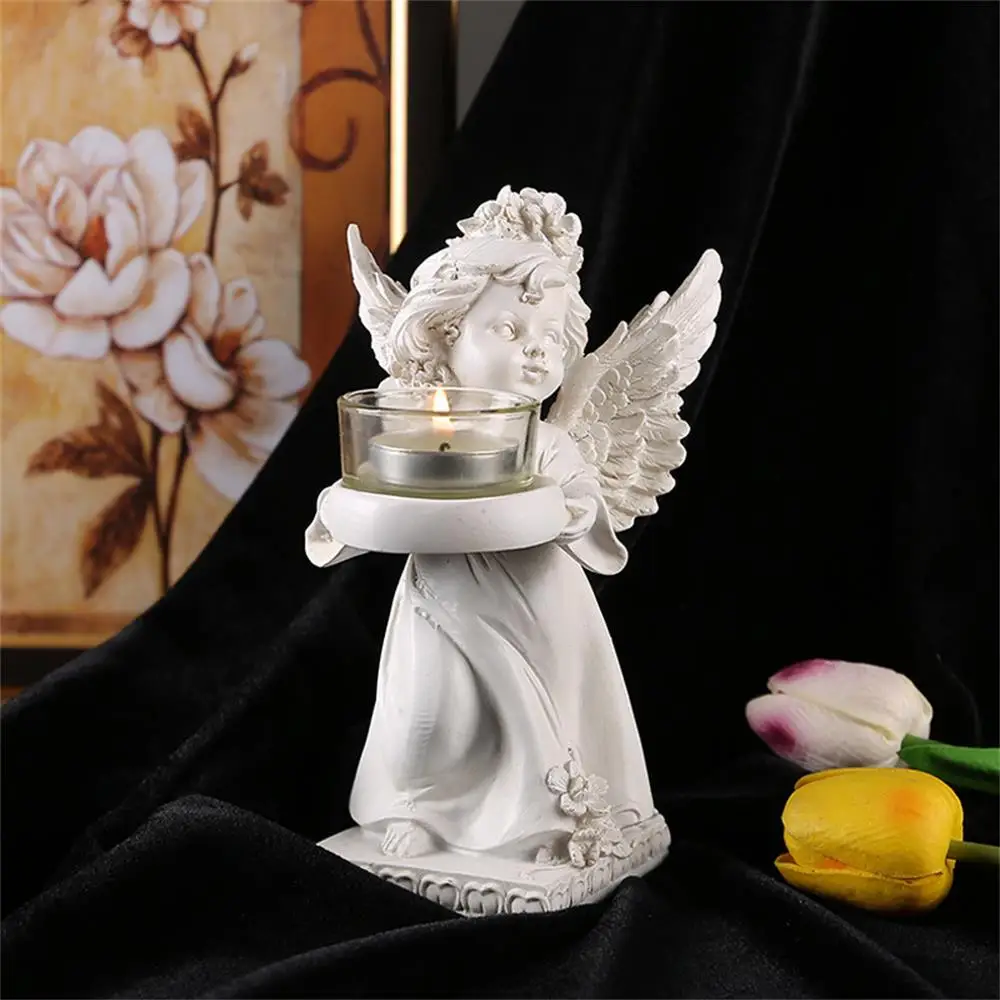 

European Retro Angel Candle Holder Ornament Resin Home Desktop DecorationRomantic Candlelight Dinner Atmosphere Decoration Props