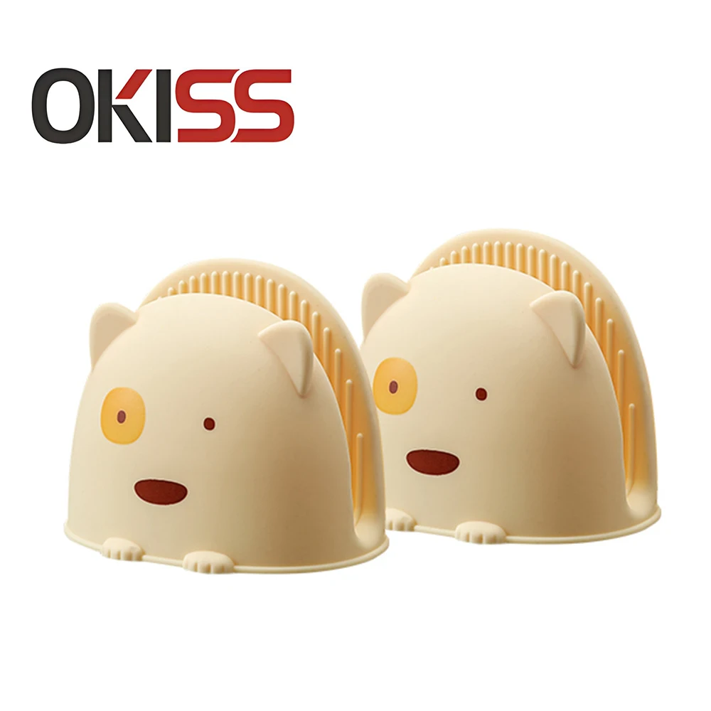 

OKISS Silicone Heated Gloves Set Non-Slip Oven Gloves Thickening Oven Mitts for Cooking Kitchen Baking Heat Resistant Glove