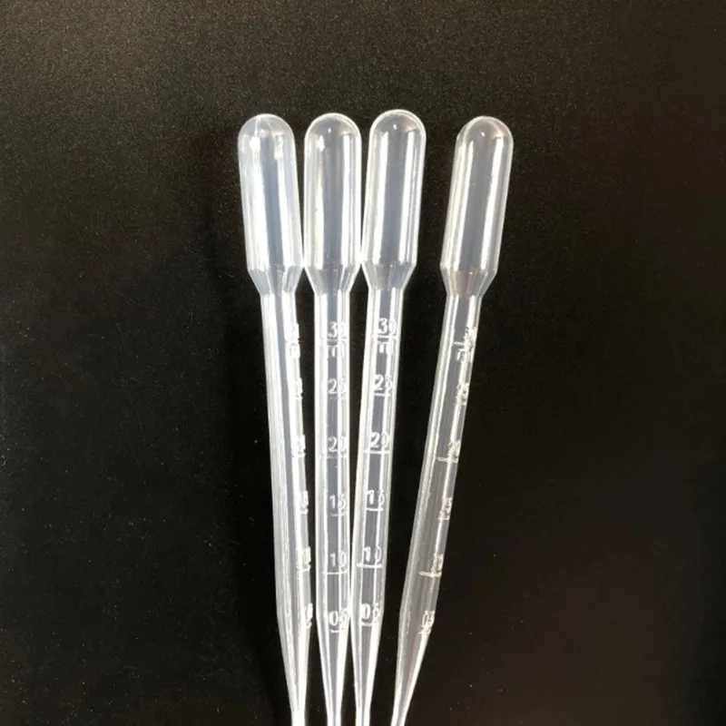 100pcs/set 3ML Pipettes Disposable Eye Dropper Transfer Graduated Pipettes for Lab Experiment Supplies