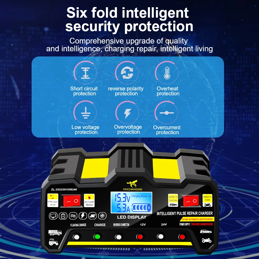 24 فولت/12 فولت 220 واط شواحن بطارية السيارة شاحنة صيانة البطارية ذكي نبض إصلاح لشواحن خلية تخزين بطاريات الرصاص الحمضية