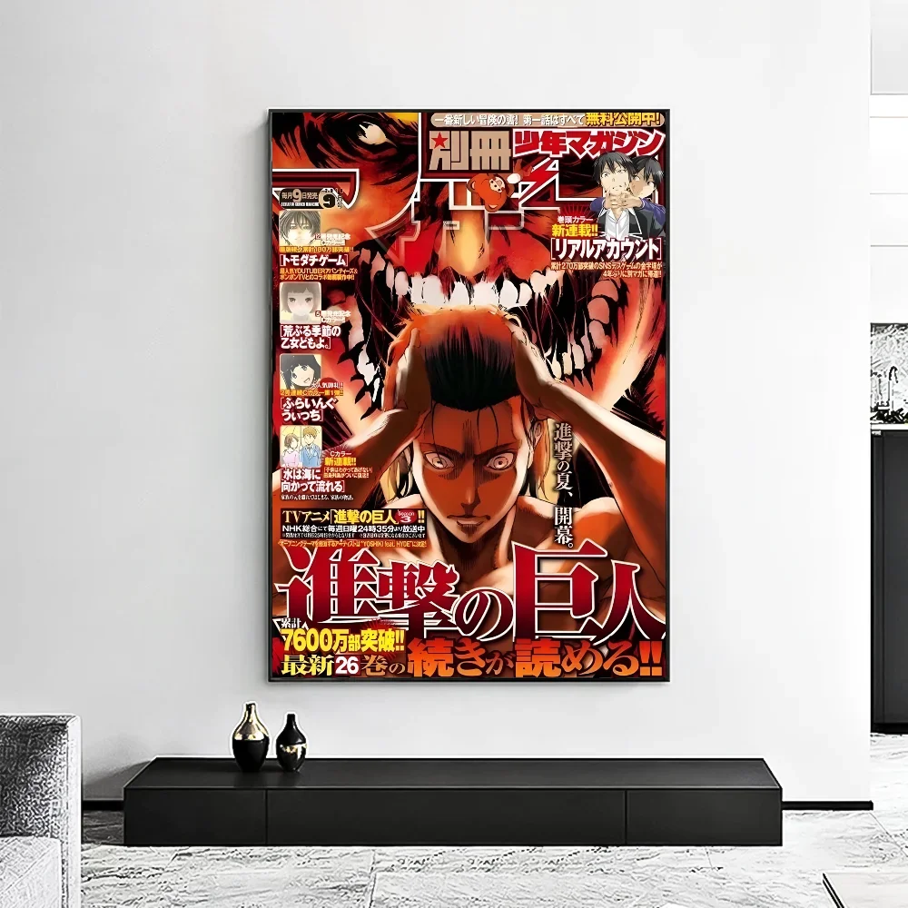 ملصق مجموعة الرسوم المتحركة Attack On Titan One Punch Man عالي الدقة جدار لزج مقاوم للماء لغرفة المعيشة المنزلية وغرفة النوم بار جمالي #5