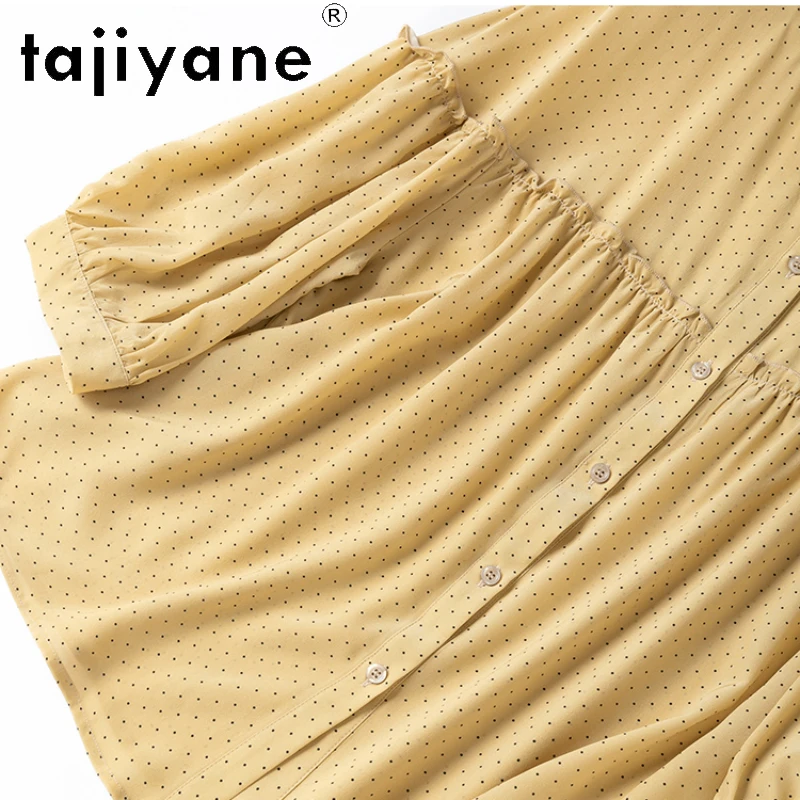 Tajeyane-camisas de seda de morera para mujer, camisa con botones, Tops informales holgados, 100%