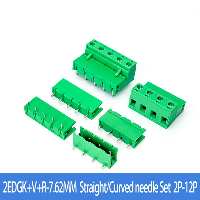 KF2EDG-7.62MM Open type plug-in terminal block V/R Straight/Bent pin Male female A set 2P/3P/4P/5P/6P/7P/8P/9P/10P/12P Connector