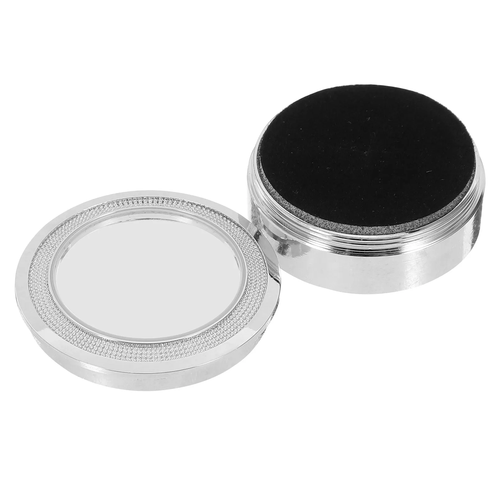 Premium Metal Round Gem Display Case Transparent Lid Easy Open Design for Crystals