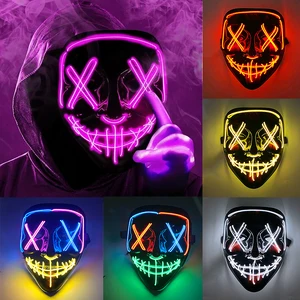 2024 Wireless Halloween Rave Mặt nạ trang trí ánh sáng LED Purga Mặt nạ ánh sáng neon sáng cho lễ hội tối tăm tối 6 Bán hàng chính Mortal Kombat Luminaire - 5