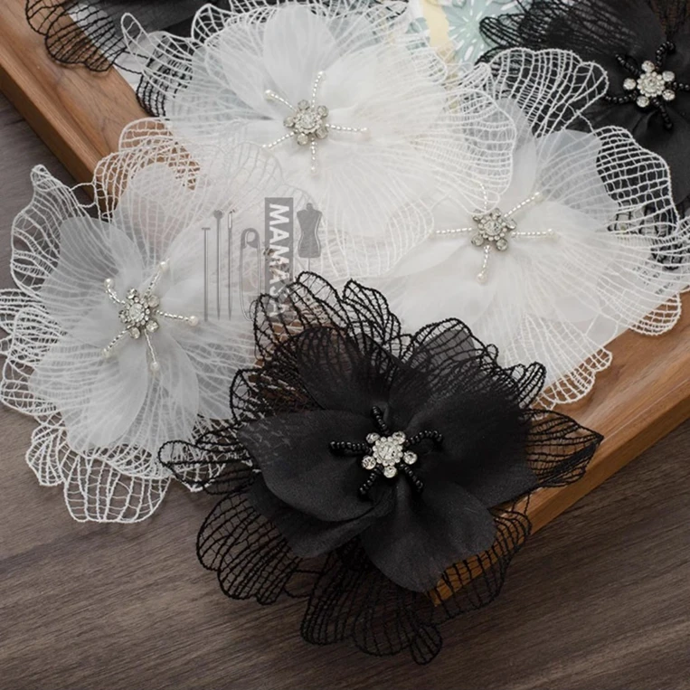 Embroidery hand beaded three-dimensional flower wedding headwear DIY women's clothing accessories