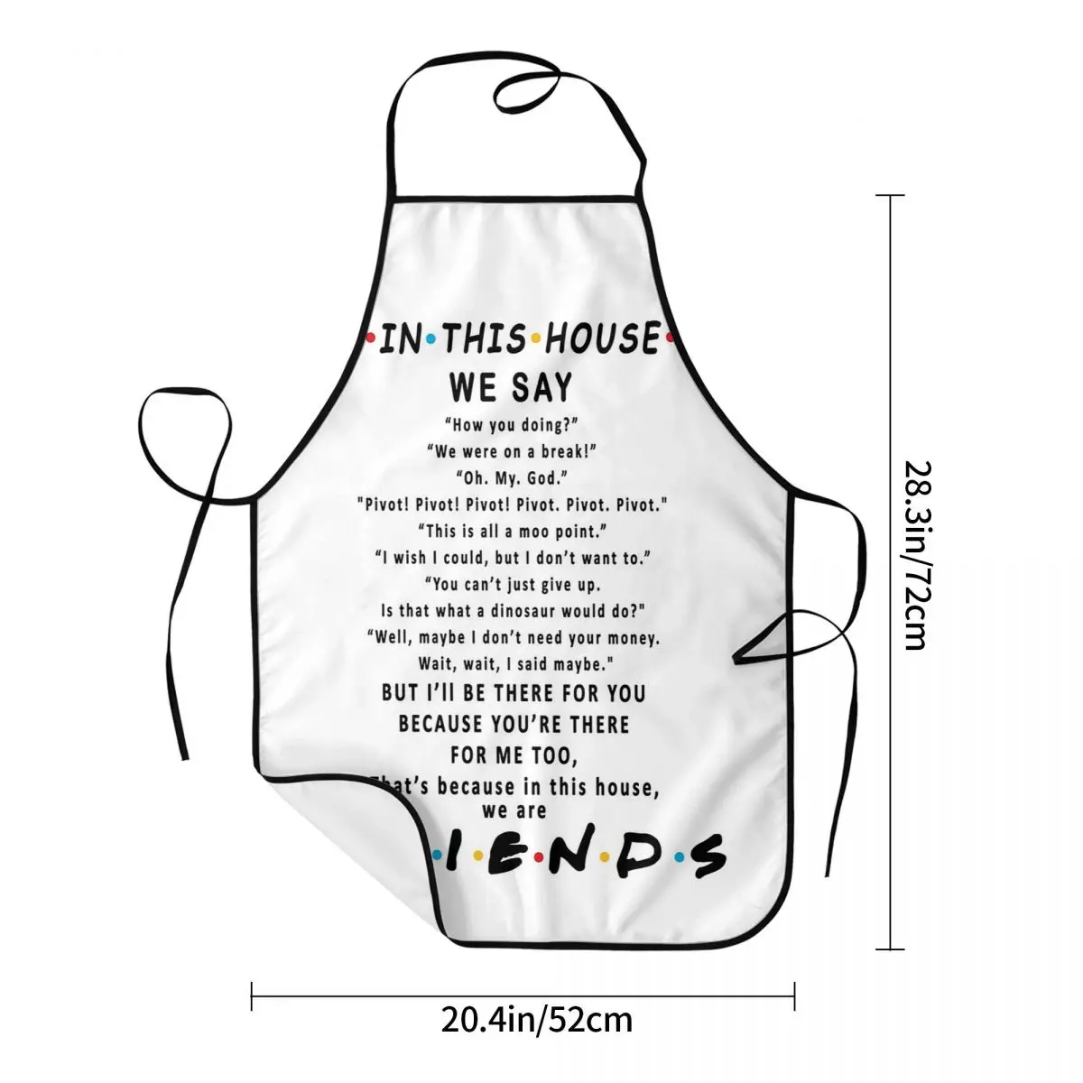 Friends House Rules Apron Chef Cooking Baking Tablier Waterproof Bib Kitchen Cleaning Pinafore for Women Men Gardening