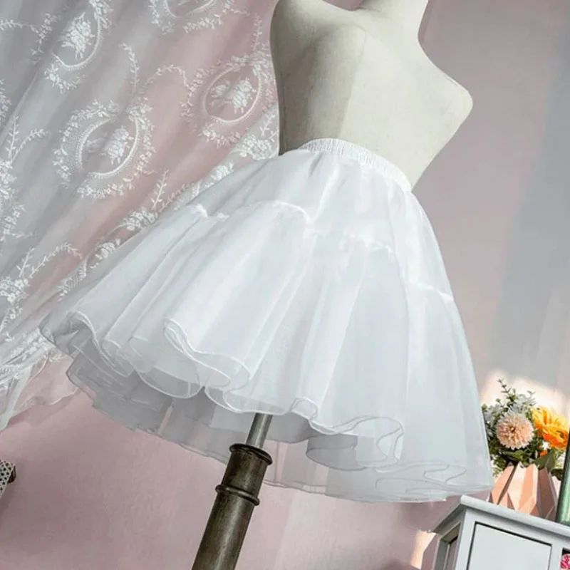Three Layers Cute Cosplay Puffy Short Korea Japan Lolita White Petticoat Soft Yarn Cloud Support Canopy Fluffy 45CM Length