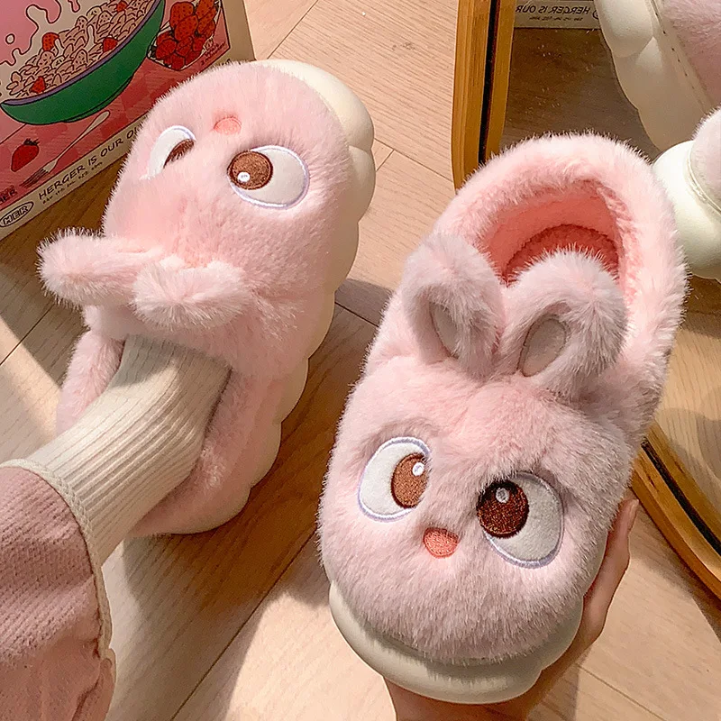 

Women's cotton slippers winter indoor home warm and velvet household parent-child wool cotton shoes women wear outside winter
