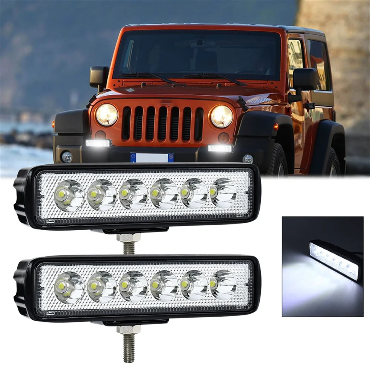 6 Inch LED Light Bar White 30W 6000K Work Pods Single Row Off Road Driving Fog Boat Light Waterproof SUV ATV Car