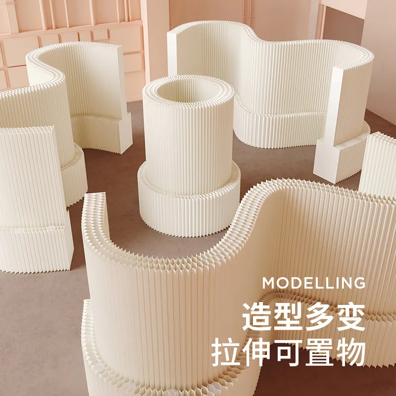 Folding scientist storage paper wall partition screen office porch partition paper wall baffle restaurant room mobile partition