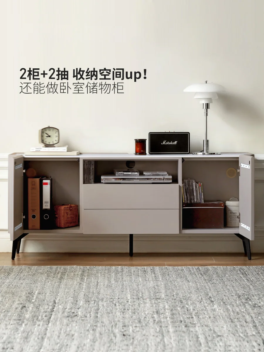 Bedroom Floor Cabinet Heightened TV Stand Light Luxury Stone Plate Locker Chest of Drawers