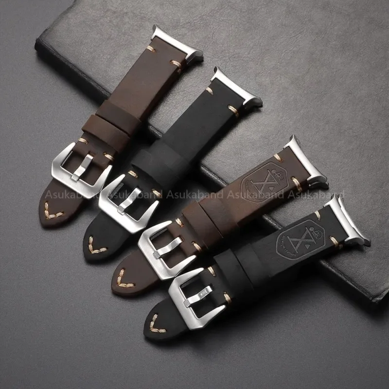 Per Samsung Galaxy Watch Ultra stile militare cinturino per orologio vintage in vera pelle cinturino da polso fatto a mano per orologio 7 47mm per uomo