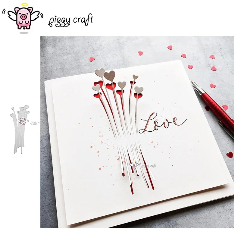 

Piggy Craft metal cutting dies cut die mold Heart side decoration Scrapbook paper craft knife mould blade punch stencils dies