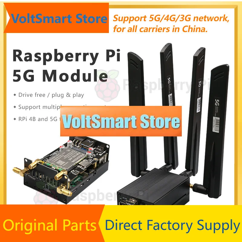 VoltS5G Adds-on For Raspberry Pi 4B RNDIS X55 UniSOC Fibocom Quectel RM500Q-GL FM150 RM500U-CN FM650-CN SSH Openwrt Ubuntu C