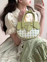 Torba Ita słodka elegancka torba Lolita dziewczęca 2024 nowa Vinatge torebka w szkocką kratę eleganckie popularne przezroczyste torby Crossbody PU Bolsas