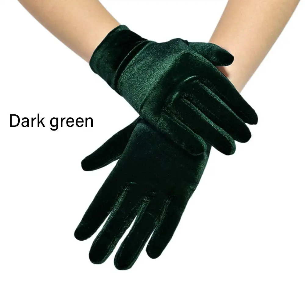 Halloween Solid Color Female Mittens Velvet Full Finger Gloves Warm Gloves Full Finger
