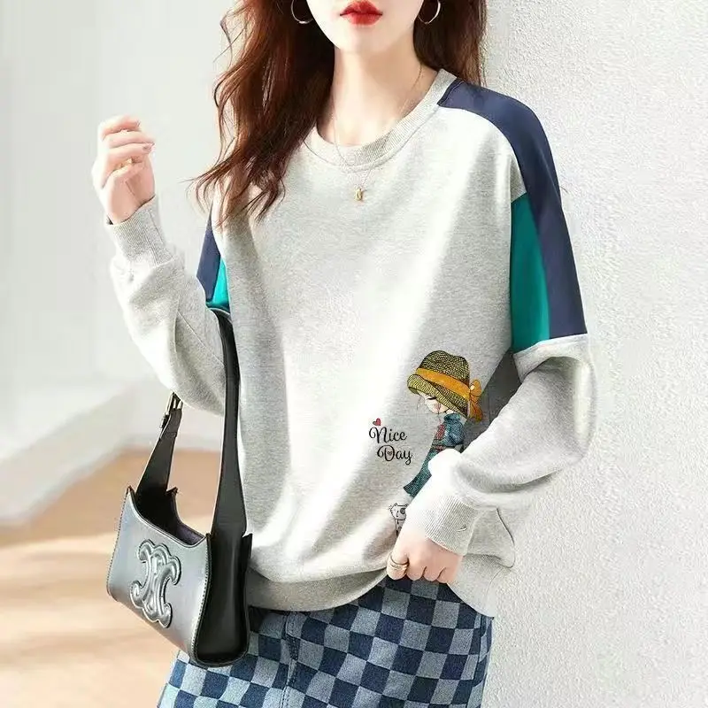 

Fashionable Pure Cotton Women's Thin New High-end Sweatshirt Single Piece Top